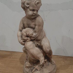 Statue Boy with Puppy